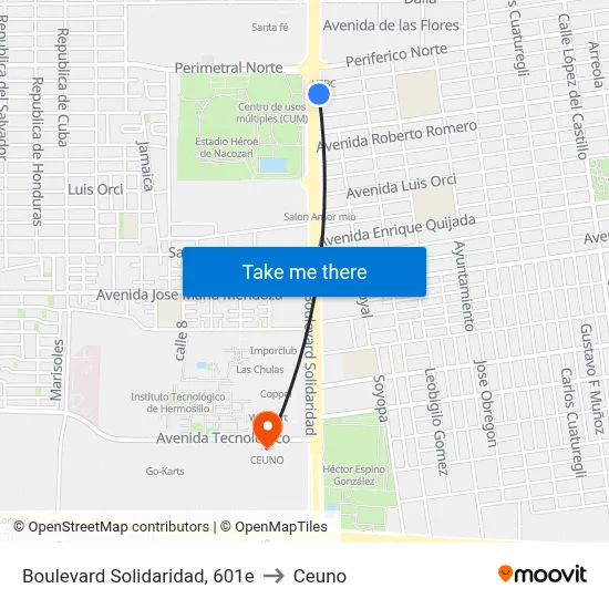 Boulevard Solidaridad, 601e to Ceuno map