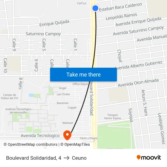 Boulevard Solidaridad, 4 to Ceuno map