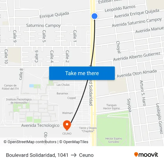 Boulevard Solidaridad, 1041 to Ceuno map