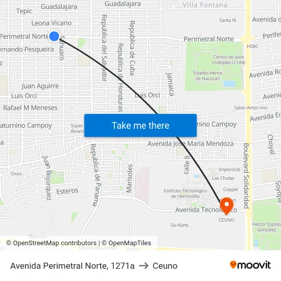 Avenida Perimetral Norte, 1271a to Ceuno map