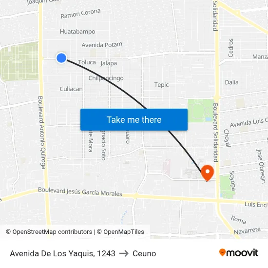 Avenida De Los Yaquis, 1243 to Ceuno map