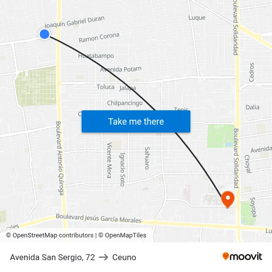 Avenida San Sergio, 72 to Ceuno map
