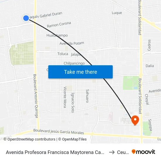 Avenida Profesora Francisca Maytorena Campillo, 62 to Ceuno map