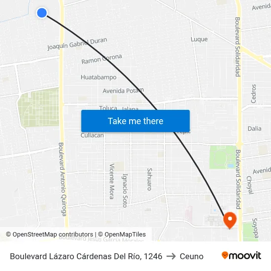 Boulevard Lázaro Cárdenas Del Río, 1246 to Ceuno map