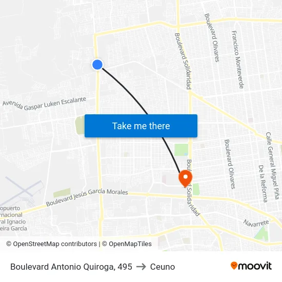 Boulevard Antonio Quiroga, 495 to Ceuno map