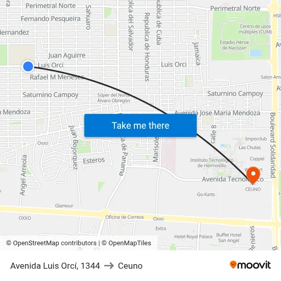 Avenida Luis Orcí, 1344 to Ceuno map