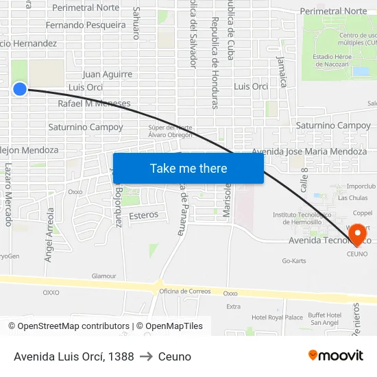 Avenida Luis Orcí, 1388 to Ceuno map