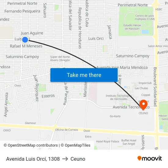 Avenida Luis Orcí, 1308 to Ceuno map