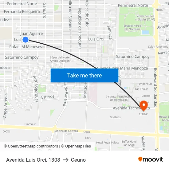 Avenida Luis Orcí, 1308 to Ceuno map