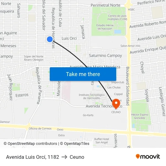 Avenida Luis Orcí, 1182 to Ceuno map