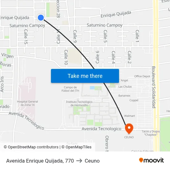 Avenida Enrique Quijada, 770 to Ceuno map