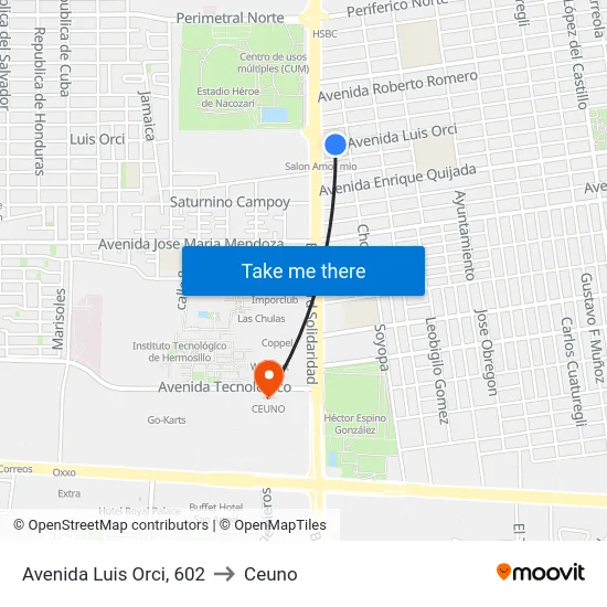 Avenida Luis Orci, 602 to Ceuno map