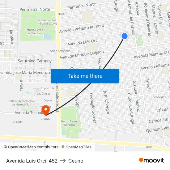 Avenida Luis Orci, 452 to Ceuno map