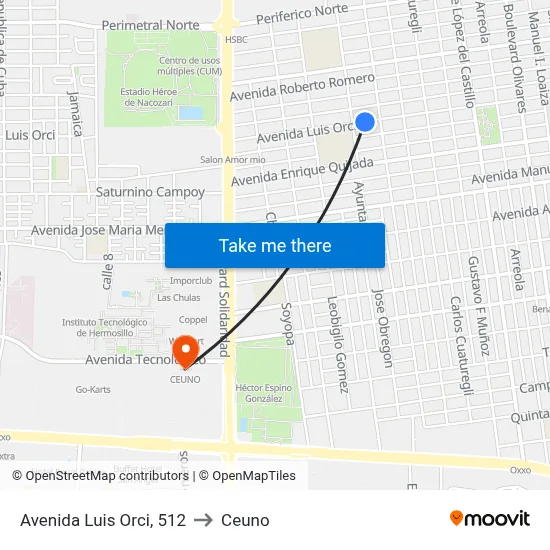 Avenida Luis Orci, 512 to Ceuno map
