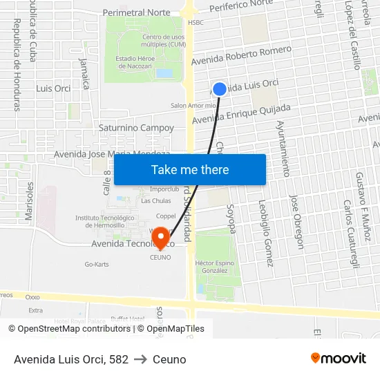 Avenida Luis Orci, 582 to Ceuno map