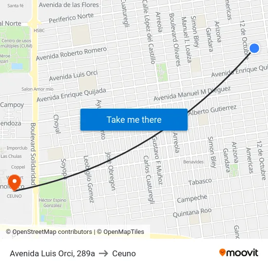 Avenida Luis Orci, 289a to Ceuno map