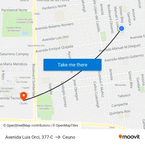 Avenida Luis Orci, 377-C to Ceuno map