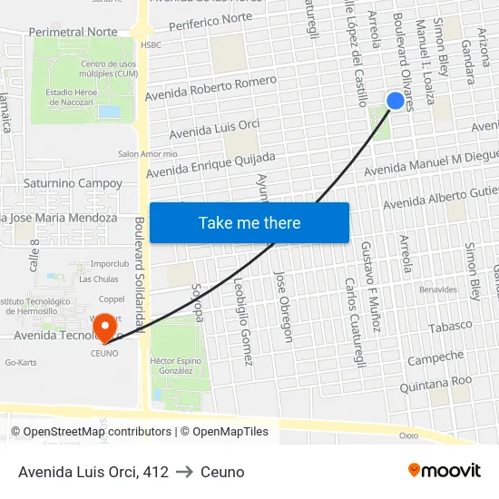 Avenida Luis Orci, 412 to Ceuno map