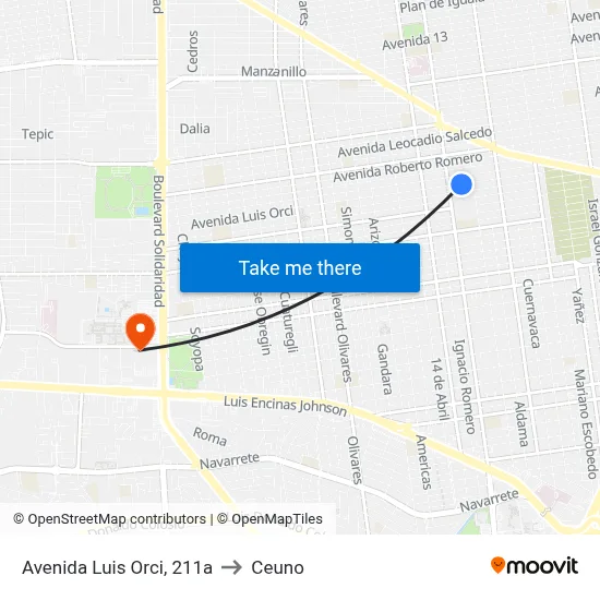 Avenida Luis Orci, 211a to Ceuno map