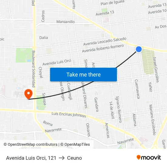 Avenida Luis Orci, 121 to Ceuno map