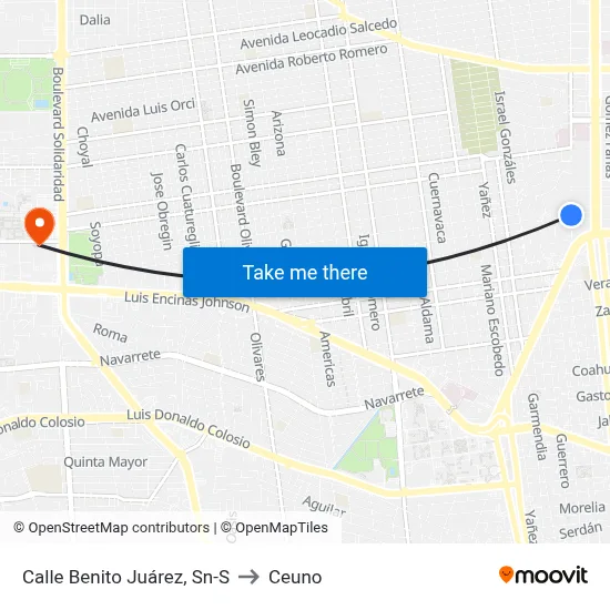 Calle Benito Juárez, Sn-S to Ceuno map