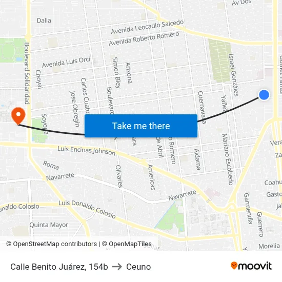 Calle Benito Juárez, 154b to Ceuno map