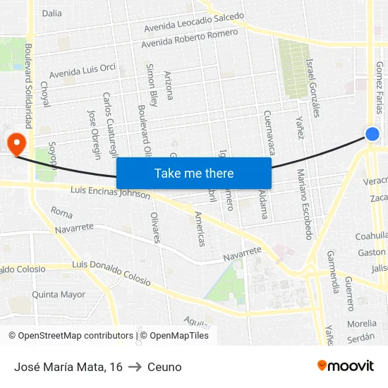 José María Mata, 16 to Ceuno map