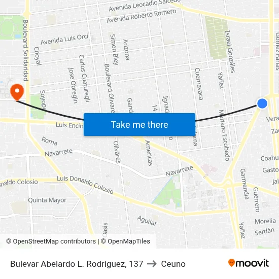 Bulevar Abelardo L. Rodríguez, 137 to Ceuno map