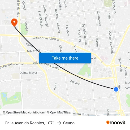 Calle Avenida Rosales, 1071 to Ceuno map