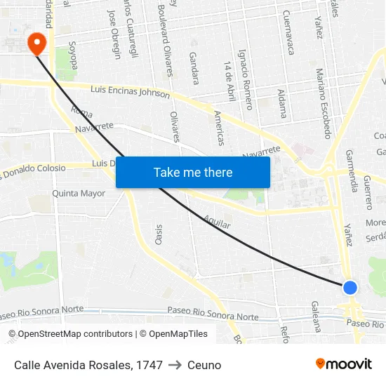 Calle Avenida Rosales, 1747 to Ceuno map