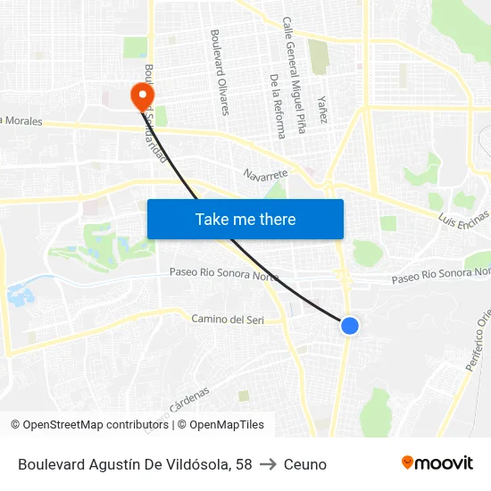 Boulevard Agustín De Vildósola, 58 to Ceuno map