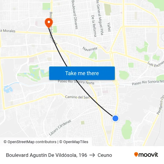 Boulevard Agustín De Vildósola, 196 to Ceuno map