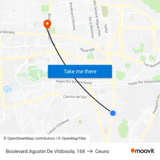 Boulevard Agustín De Vildósola, 168 to Ceuno map