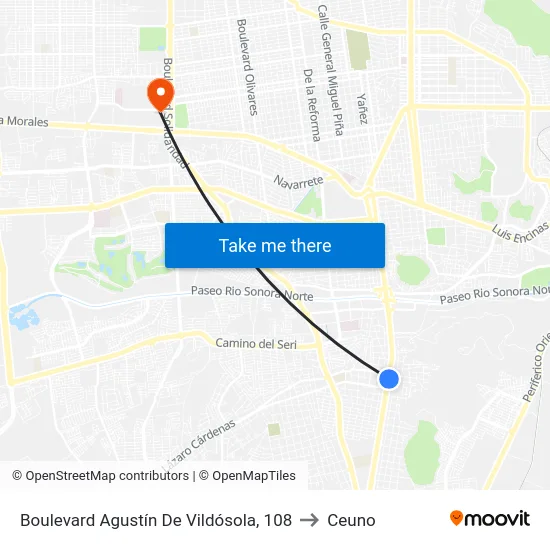 Boulevard Agustín De Vildósola, 108 to Ceuno map