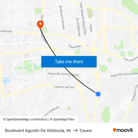 Boulevard Agustín De Vildósola, 96 to Ceuno map