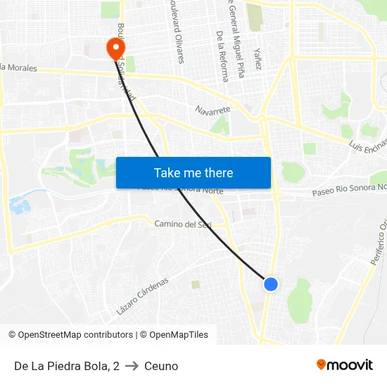 De La Piedra Bola, 2 to Ceuno map