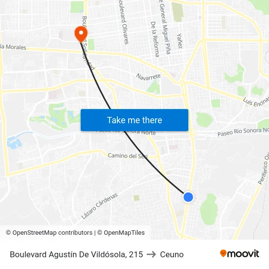 Boulevard Agustín De Vildósola, 215 to Ceuno map