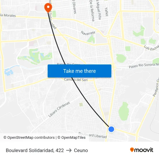 Boulevard Solidaridad, 422 to Ceuno map
