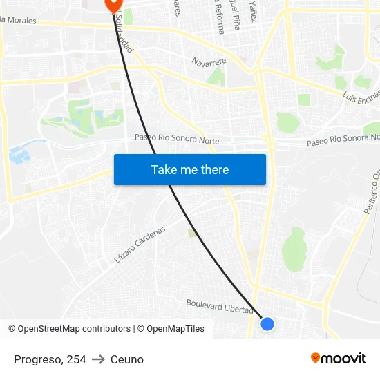 Progreso, 254 to Ceuno map