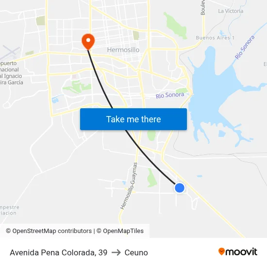 Avenida Pena Colorada, 39 to Ceuno map