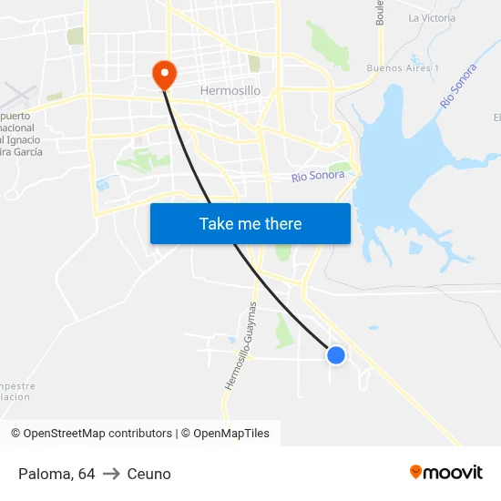 Paloma, 64 to Ceuno map