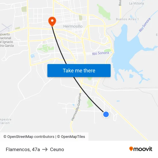 Flamencos, 47a to Ceuno map