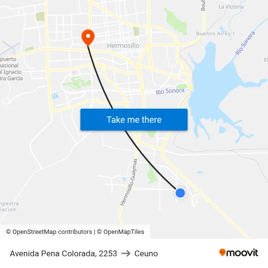 Avenida Pena Colorada, 2253 to Ceuno map
