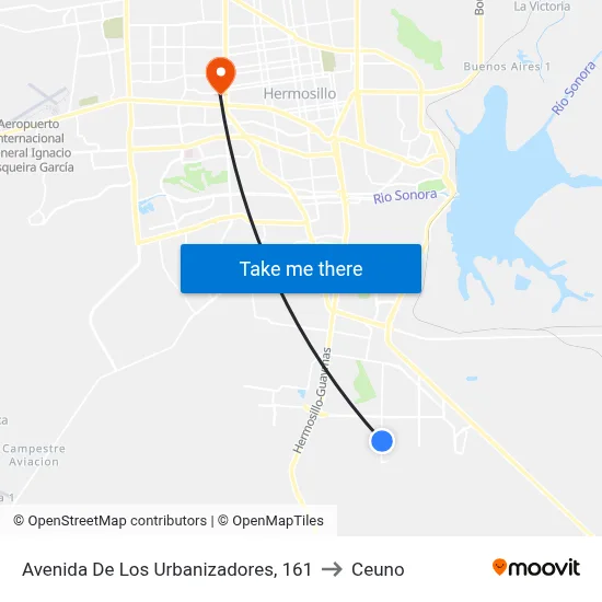 Avenida De Los Urbanizadores, 161 to Ceuno map