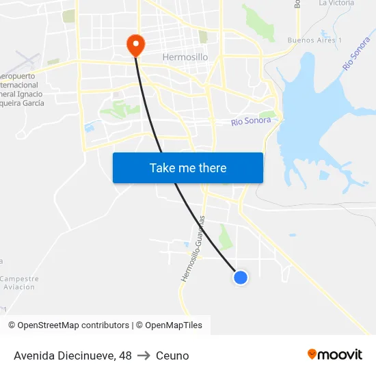 Avenida Diecinueve, 48 to Ceuno map