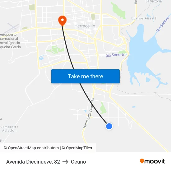 Avenida Diecinueve, 82 to Ceuno map
