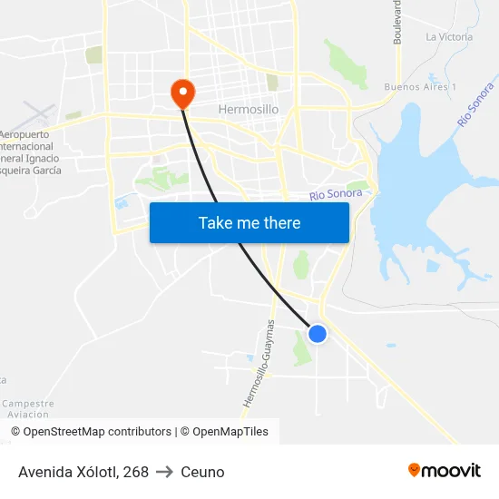 Avenida Xólotl, 268 to Ceuno map