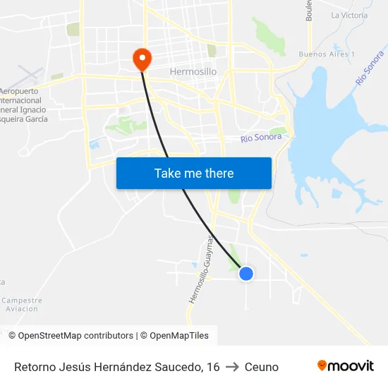 Retorno Jesús Hernández Saucedo, 16 to Ceuno map