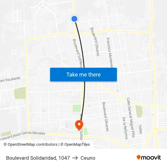 Boulevard Solidaridad, 1047 to Ceuno map