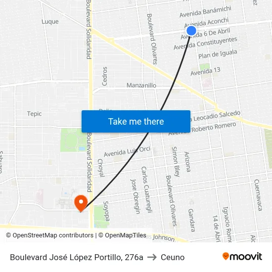 Boulevard José López Portillo, 276a to Ceuno map